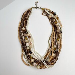 VTG Y2K Chunky Beaded Boho Necklace in Brown